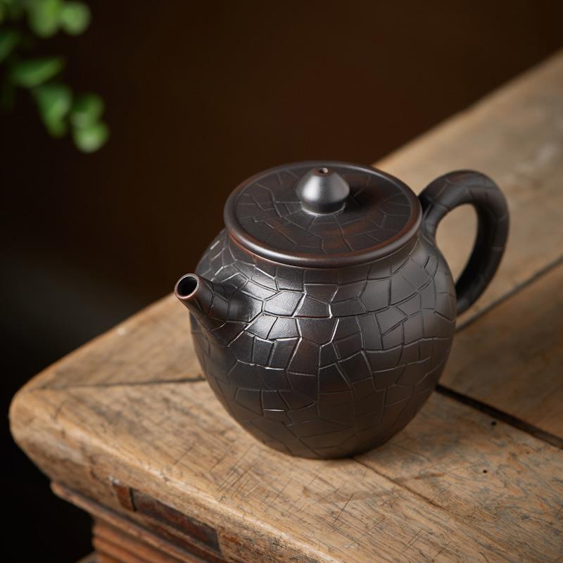 此时此刻 建水紫陶茶壶 巨轮壶纯手工制陶壶泡茶壶个性款茶具茶器
