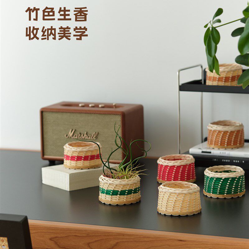 竹编小筐材料包diy小花篮学生非遗手工编织收纳篮端午团建活动