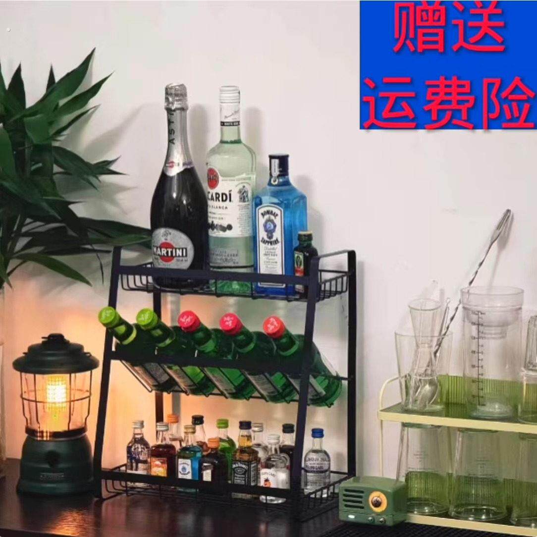 酒架置物架简约铁艺桌面红酒架展示架多层家用小型饭厅桌上酒柜子