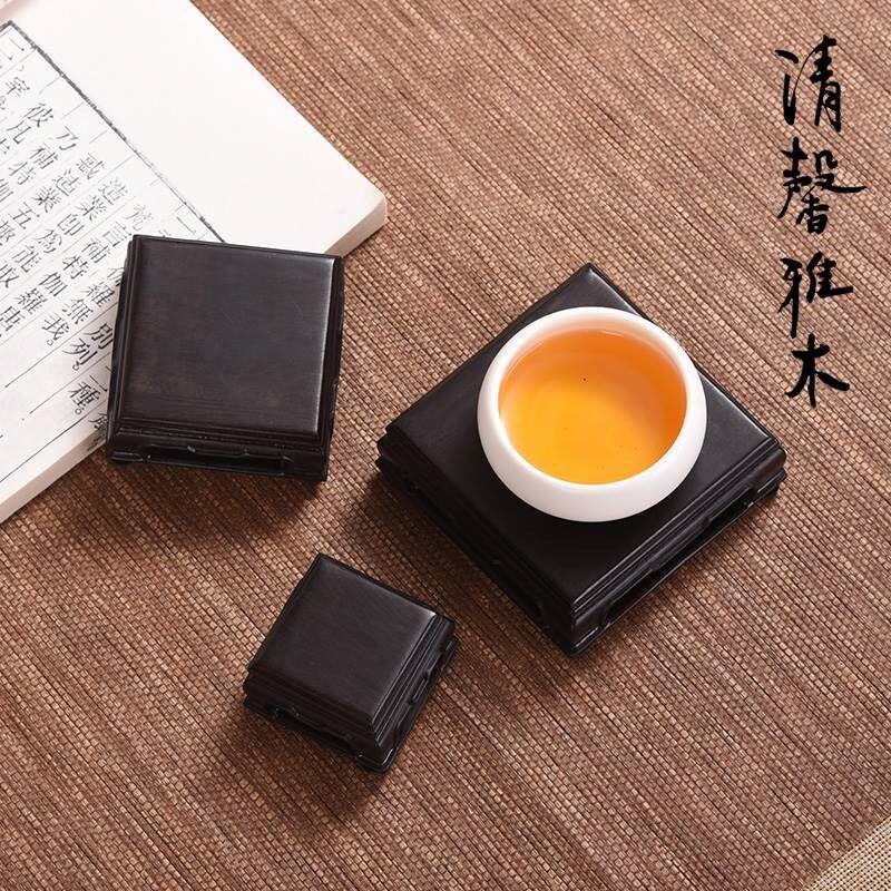 紫光檀实木正方长方文玩茶杯茶壶奇石玉器印章摆件小底座红木托架