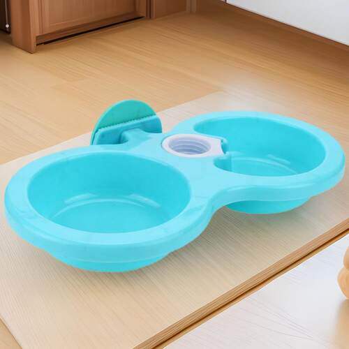 糖果色悬挂式宠物碗水食两用双碗 狗碗自动饮水器猫食盆饭碗