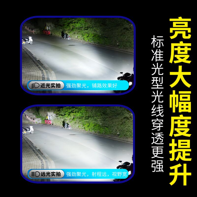 铃木UE125踏板摩托车led大灯带透镜远光近光一体优驿H4灯泡改装件