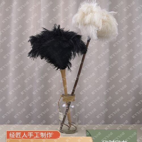 进口鸵鸟毛掸子家用装饰不掉毛钢琴加厚加密扫灰除尘车用鸡毛掸子