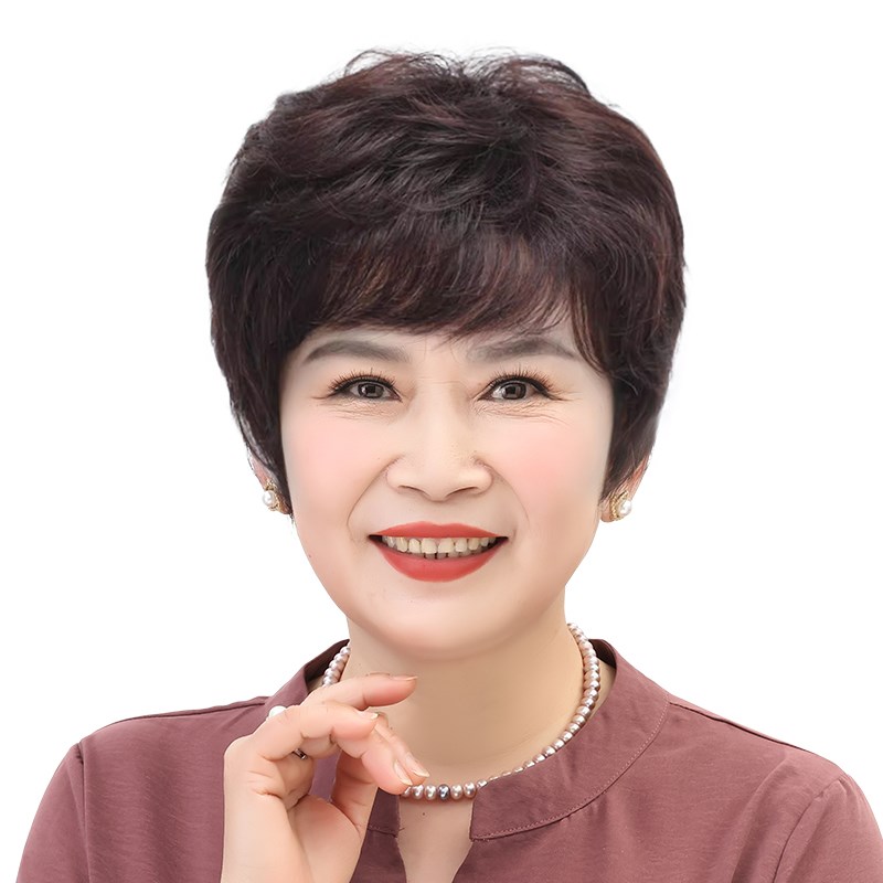 假发女短卷发真发丝中老年女士妈妈款化疗光头全头套整顶假发自然