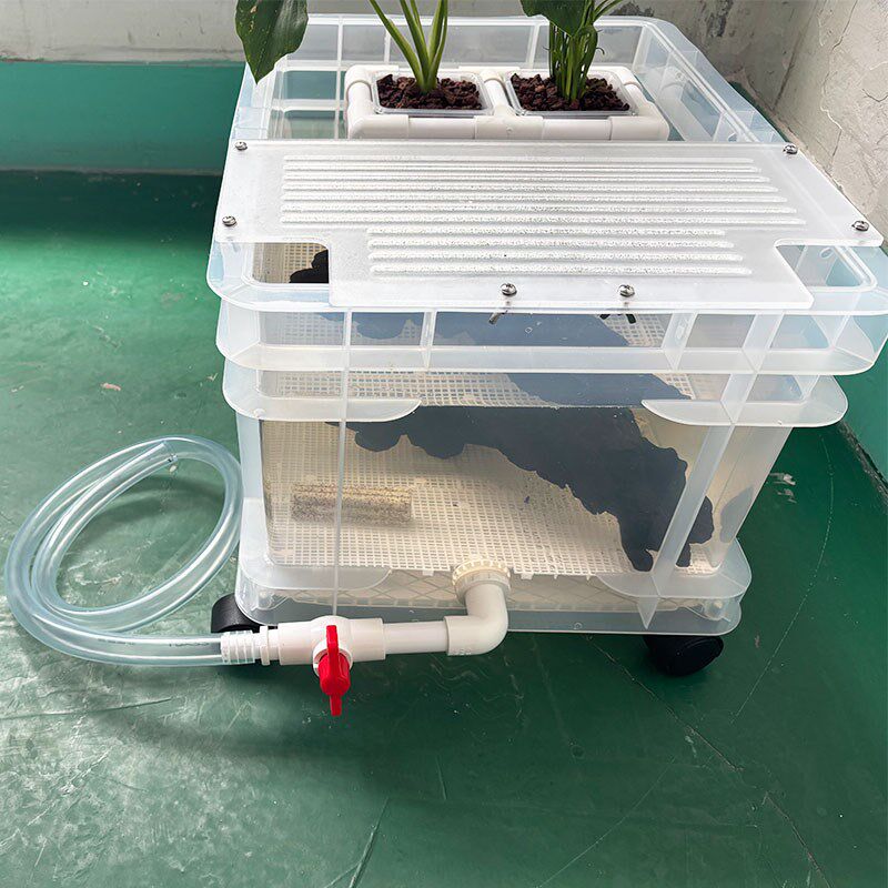 塑料乌龟缸家用鱼苗饲养箱高透带排水养鱼箱造景大号鱼缸水族箱子