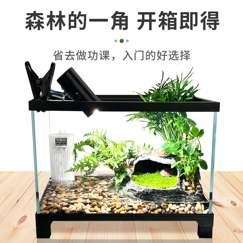 金晶五线超白玻璃龟缸 水陆两用底部排水乌龟饲养缸 加深防逃逸全图片