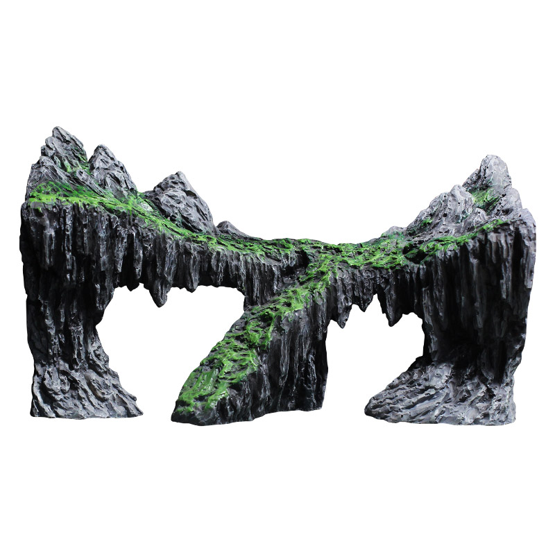 鱼缸造景假山躲避洞峡谷仿真山峰水草装饰摆件青苔乌龟爬台躲避屋