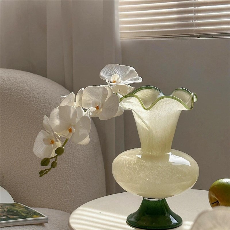 中古芬顿花瓶琉璃客厅摆件高级感花器水养鲜花轻奢法式浪漫装饰品