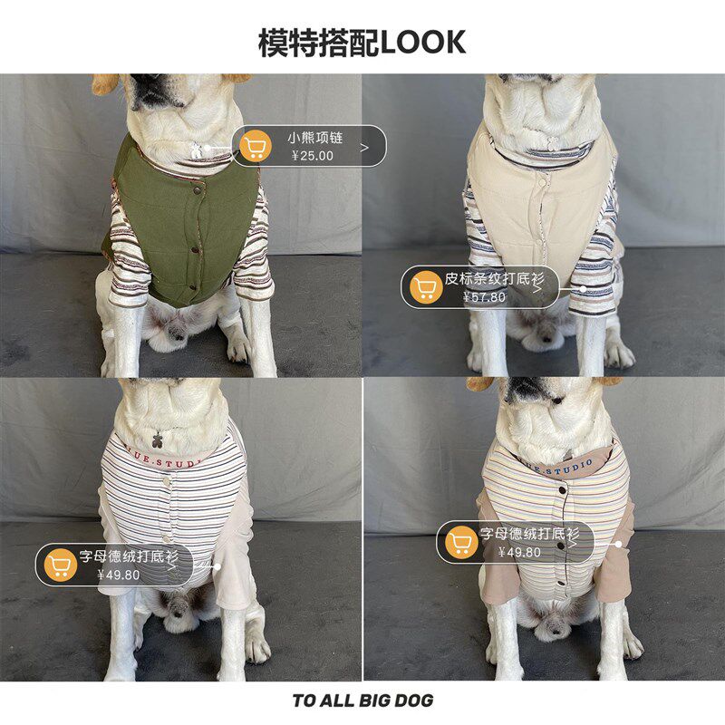 焦糖可可~大型犬秋冬天衣服金毛柯基马甲中大型犬棉衣保暖双面穿