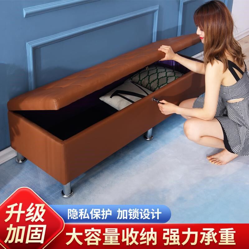 实体娃娃收纳箱储物凳娃娃收藏箱子带锁长条沙发服装店鞋店换鞋凳