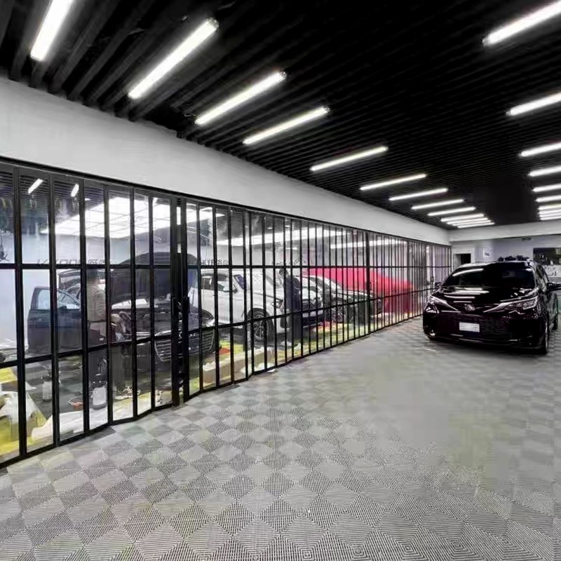 汽美店洗车房铝合金水晶折叠门防水隔断门帘商铺店面美容推拉门