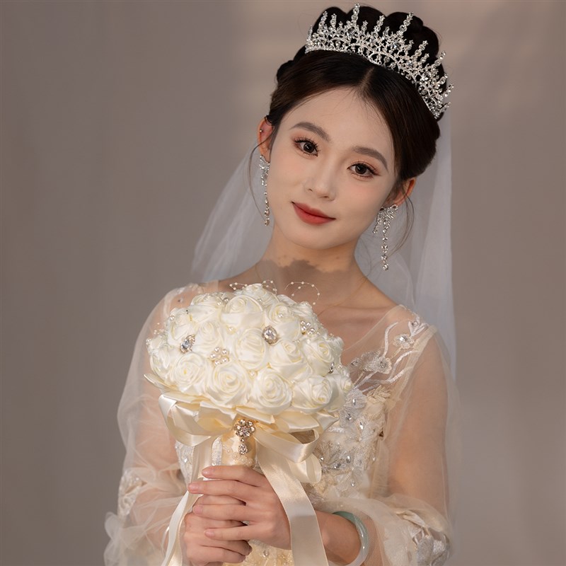 新娘婚纱礼服手捧花DIY材料包仿珍珠花超闪钻石新婚闺蜜结婚礼物