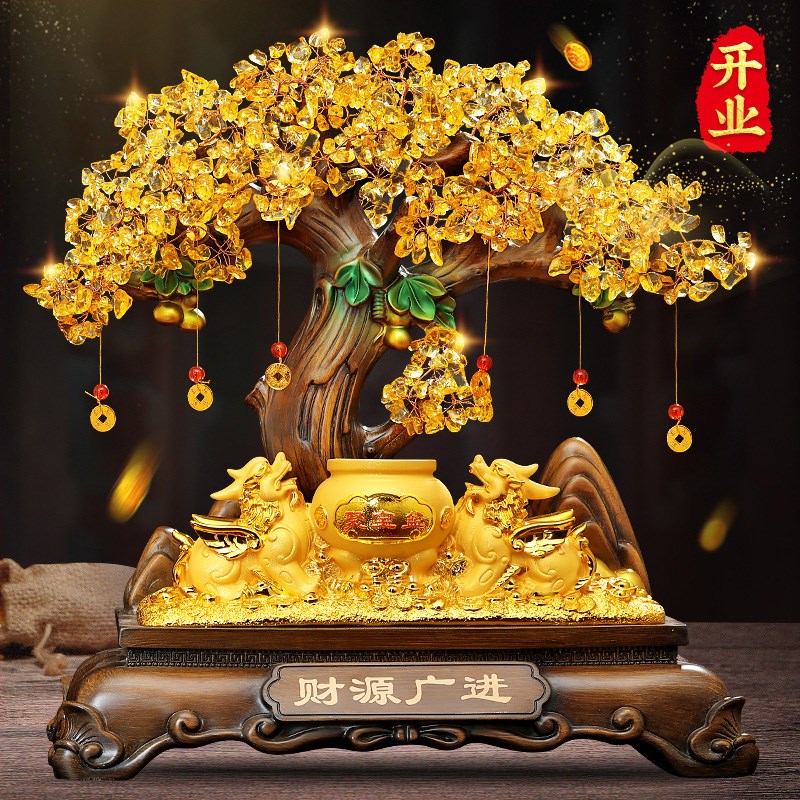 发财树招财貔貅摆件财源广进客厅酒柜收银台装饰店铺乔迁开业礼物