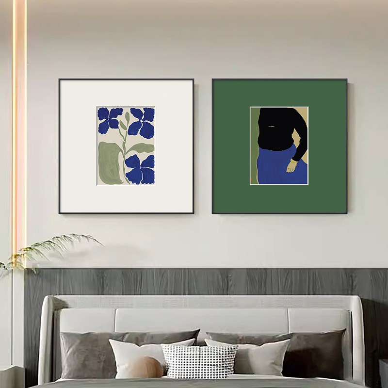 绿色卡纸抽象餐厅组合装饰画餐边柜艺术简约壁画客厅卧室床头挂画