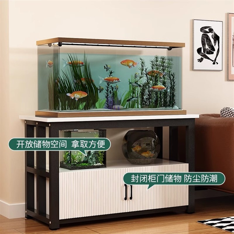 家用实木鱼缸底柜客厅小型鱼缸架子定做水族箱底座柜简约储物柜子