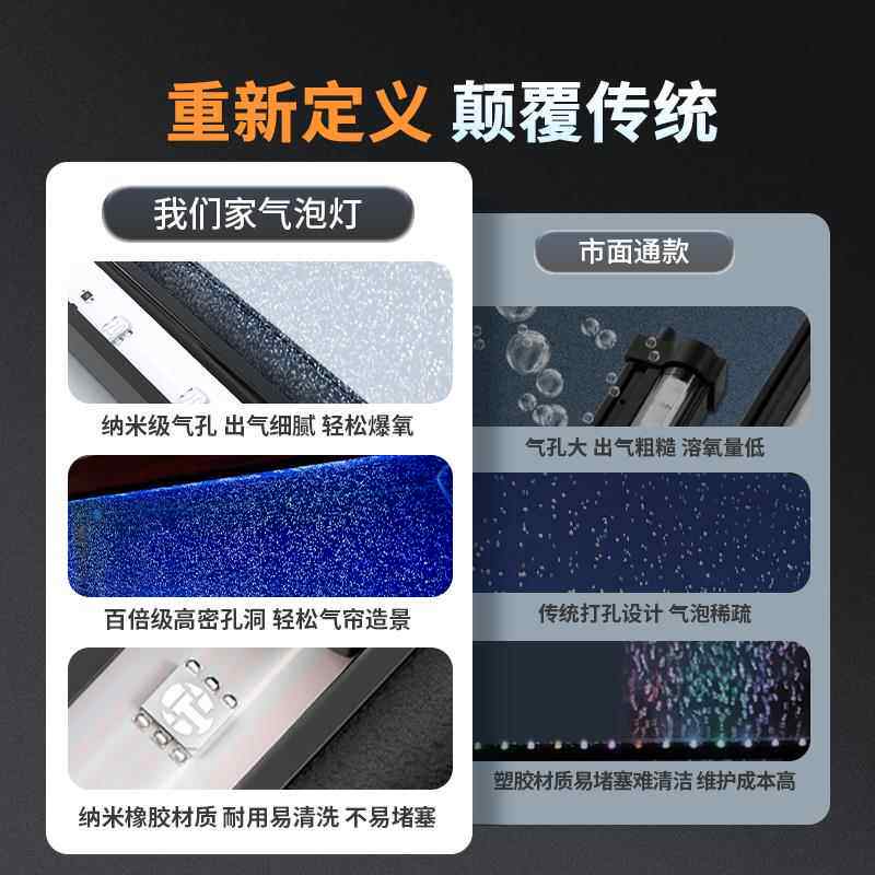 鱼缸纳米气泡灯照明灯led防水条带增氧造景专用水族箱七彩潜水灯