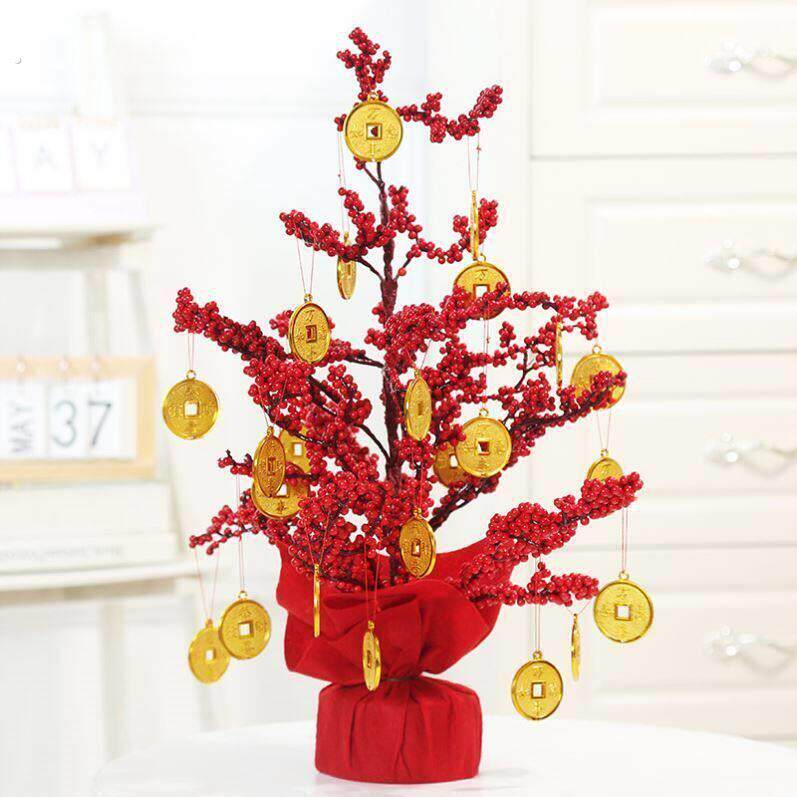 发财树红果聚财树新年装饰乔迁新居客厅商城店铺开业摆件婚庆布置
