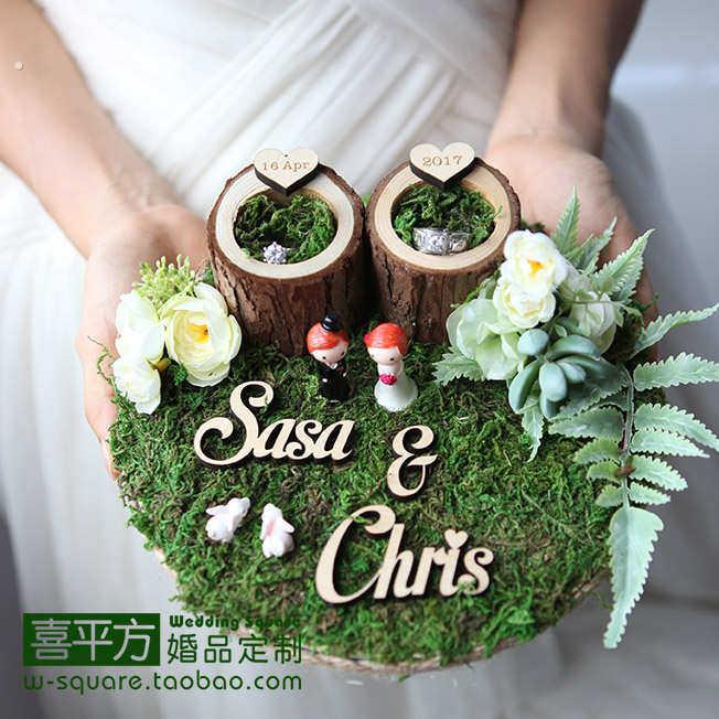 【喜平方】森林的婚礼戒托韩式结婚戒枕影楼拍摄道具七夕礼物