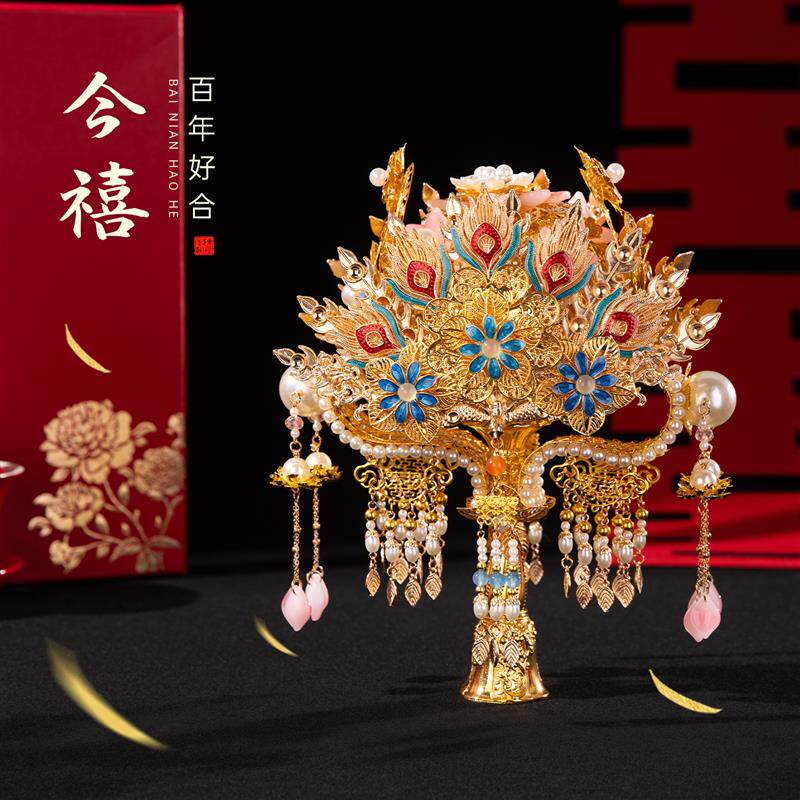 中式婚礼金色手捧花新娘结婚订婚捧花diy材料包手工权杖礼物创意
