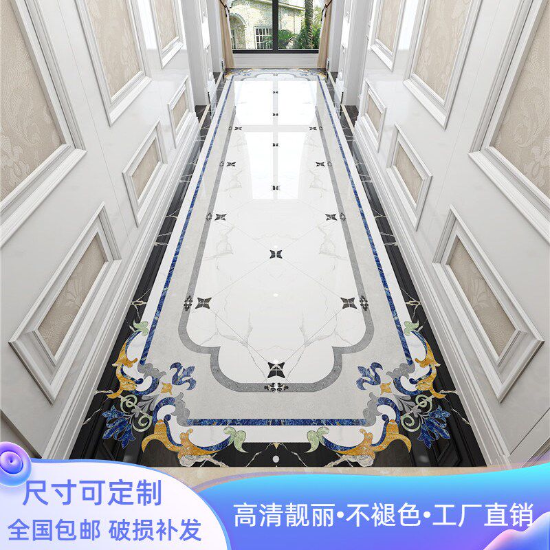 现代简约客厅拼花瓷砖通体地砖入户玄关定做彷水刀地毯花砖耐磨
