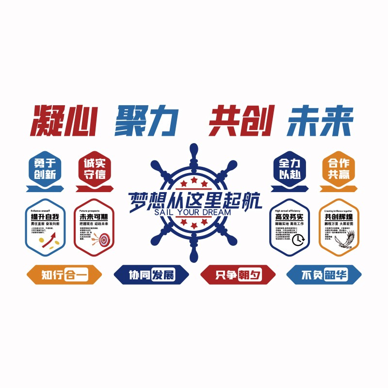 企业文化办公室墙面装饰司高级感形象背景挂画设计氛围布置励志贴
