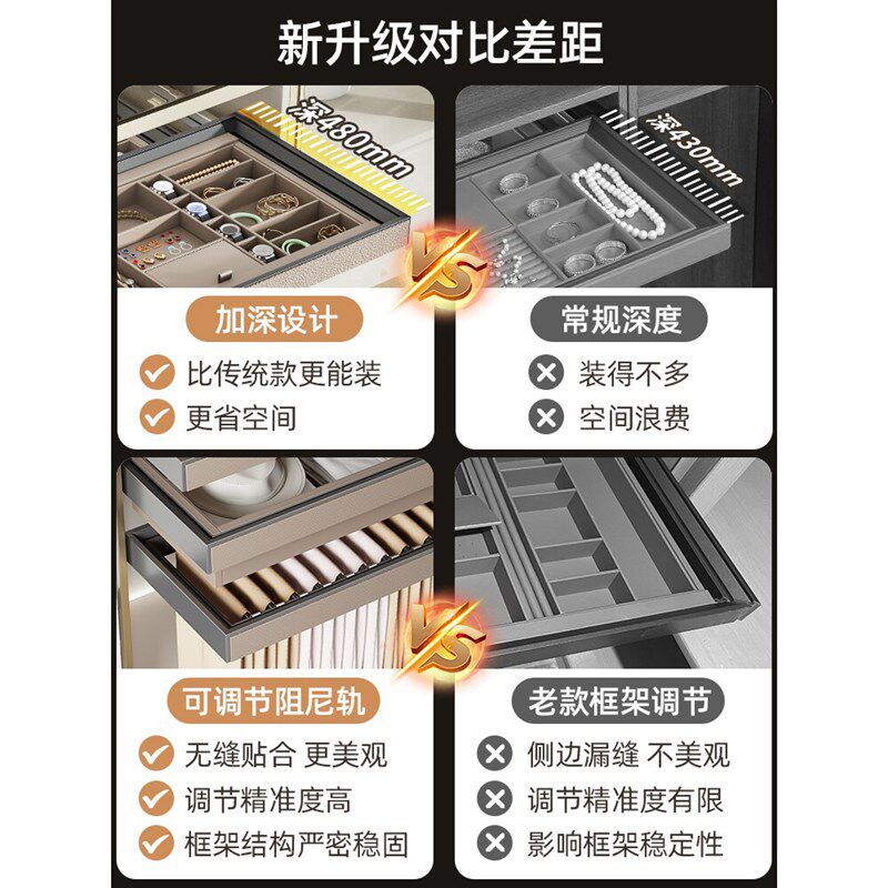衣柜拉篮首饰盒抽屉式格子抽内置裤架伸缩滑轨挂裤子抽拉架五