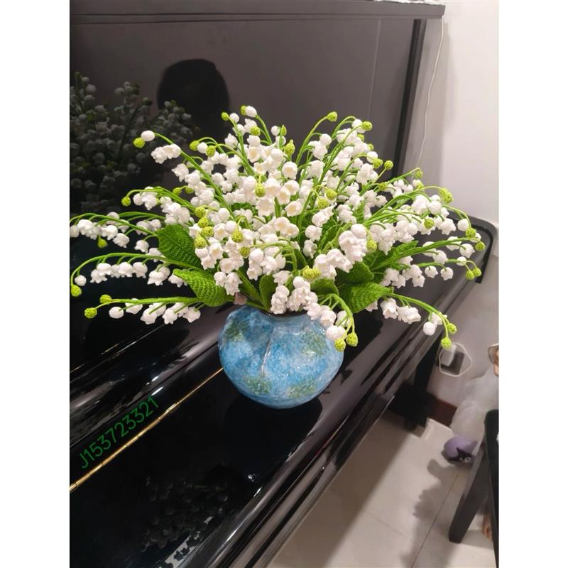 成品手工钩织花瓶摆件仿真编织毛线花客厅花瓶乔迁礼物装饰花艺