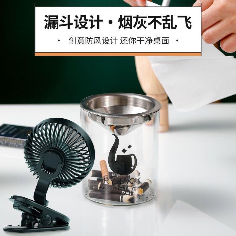 烟灰缸灭烟创意防飞灰车载带盖子烟灰缸不锈钢大容量客厅防摔烟灰