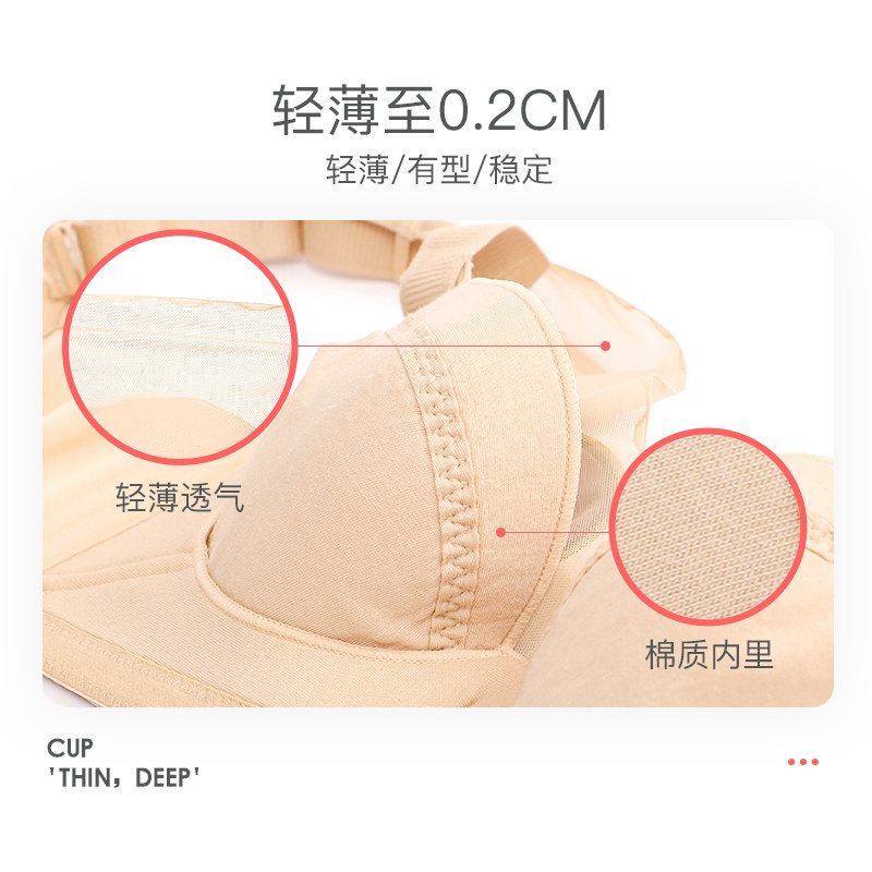 内衣女薄款大胸显小全罩杯收副乳防下垂胸罩大码有钢圈无痕文胸