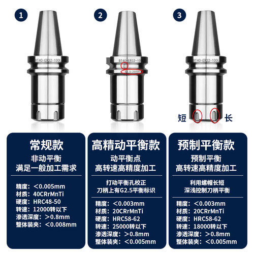 BT40高精度数控ER刀柄加工中心夹头25er32强力动平衡刀柄BT30BT50