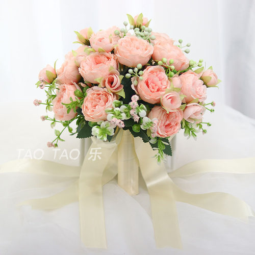 婚礼手捧花婚纱摄影领证登记新娘伴娘假花婚庆仿真花捧花结婚花束
