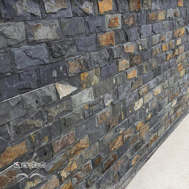 天然蘑菇石文化石3D立体背景墙石材别墅外墙砖室外庭院围墙仿古砖
