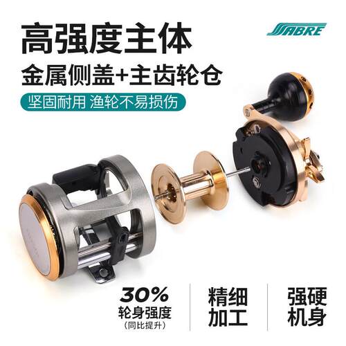 海宝HD300全金属海钓慢摇鼓轮单摇臂渔轮海水卸力报警磁力刹车