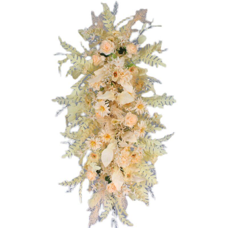 婚庆花艺三角花 仿真花婚礼布置背景长条花 迎宾门亭装饰拐角挂花