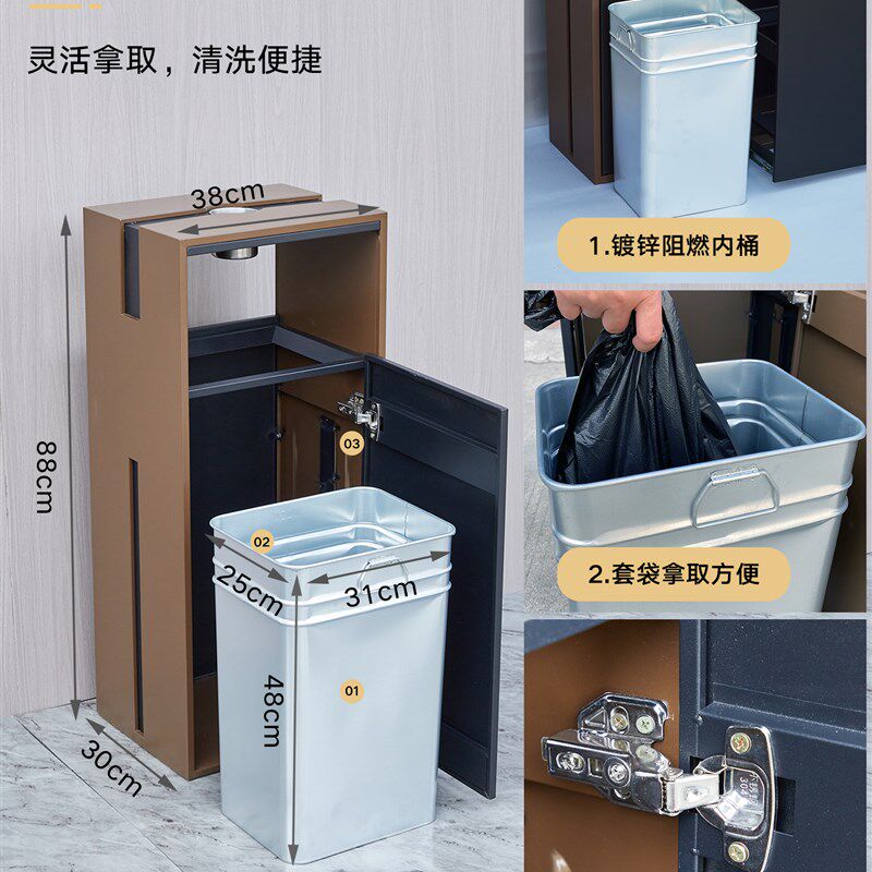 酒店不锈钢垃圾桶商用大容量走廊立式加厚定制户宾馆外分类果皮箱