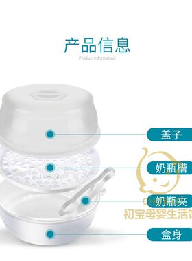婴儿奶嘴奶瓶收纳盒微波炉蒸汽消毒盒带盖防尘婴儿奶瓶消毒器灭菌