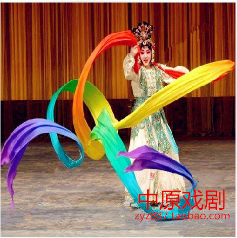 舞蹈彩绸舞蹈长绸七彩李玉刚飞天舞真丝彩绸飞舞五彩单色彩绸包邮