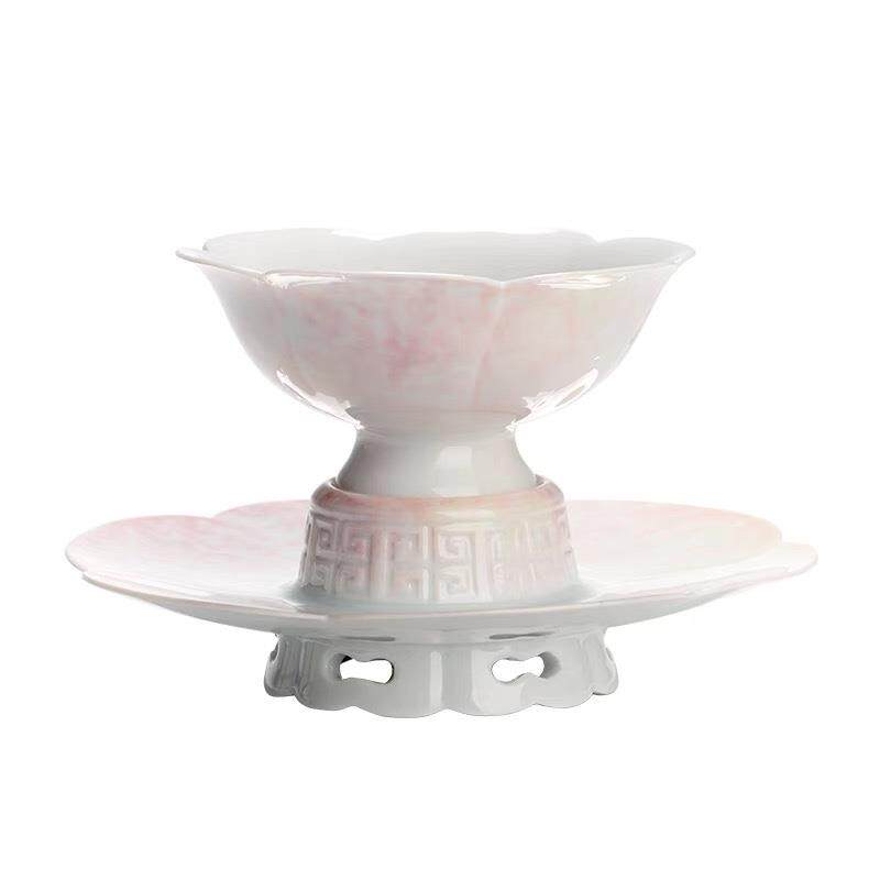 仿宋茶盏主人杯单杯女桃粉莲花葵口杯陶瓷品茗杯套知否梦华录茶具