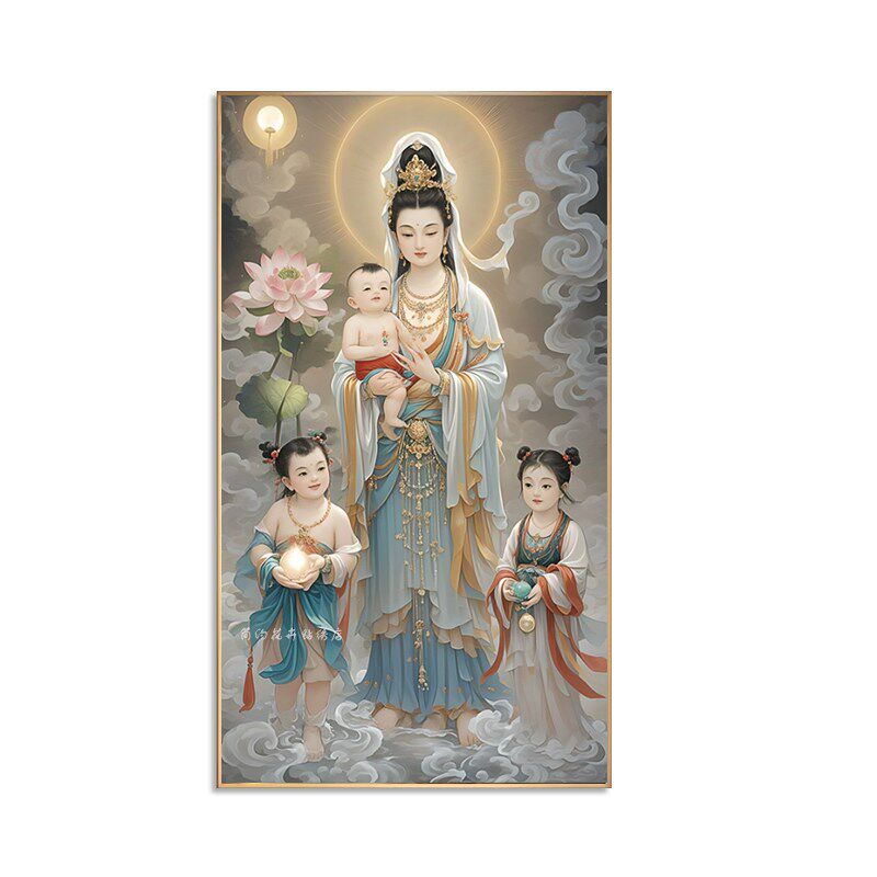 送子观音画像5d钻石画观音图新中式结缘贴钻十字绣2025新款砖石绣