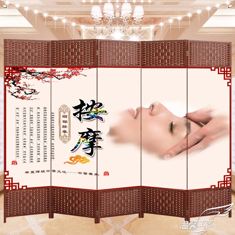 包邮养生美容院可折叠屏风隔断布艺移动折屏门厅推拉装饰伸缩玄关