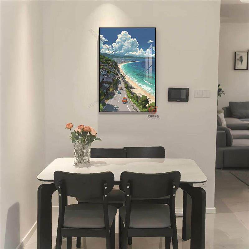 宫崎骏系山水风景装饰画清新田园高级感客厅卧室书房玄关挂画