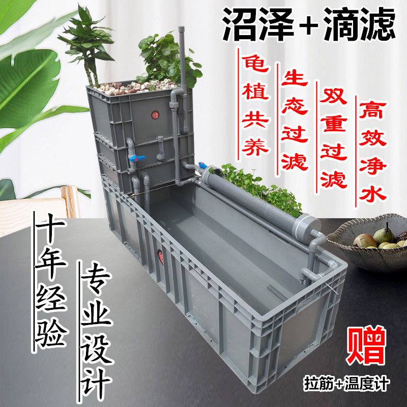 沼泽滴漏双重过滤养龟箱塑胶家用金钱龟养殖箱龟缸龟植共养鱼特大