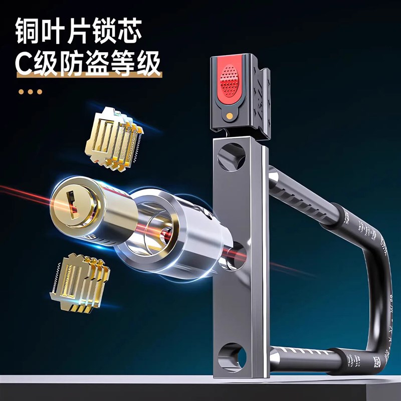 玻璃门锁U型锁锁具双门插锁玻璃锁推拉门长锁商铺u锁型室外U形锁