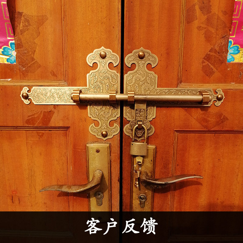 仿古纯铜大门铜插销老式木门新中式门锁农家院门锁庭院花园门门栓