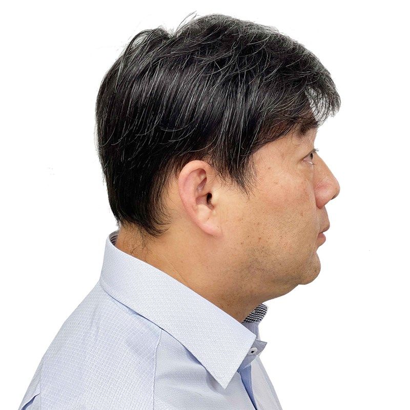 中老年男士花白真发递针短直发整顶假发发套透气男士花白假发头套