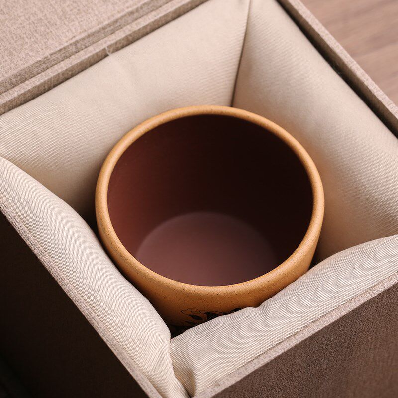 宜兴原矿紫砂主人杯开片冰裂茶杯品茗杯全手工吴春艳高档功夫茶具