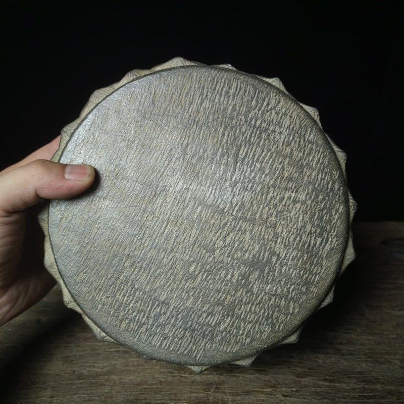 天然青石雕刻双层莲花底座佛座中式彷古壶承假山盆景茶宠摆件茶席