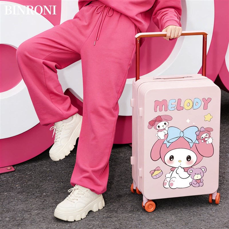 可爱卡通行李箱女印花宽拉杆箱多功能20寸登机箱24寸旅行密码箱
