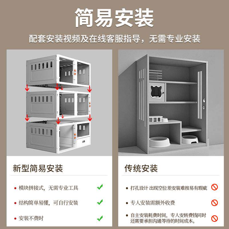 猫别墅家用室内猫笼子大空间树脂猫柜新型猫笼带厕所一体四季通用