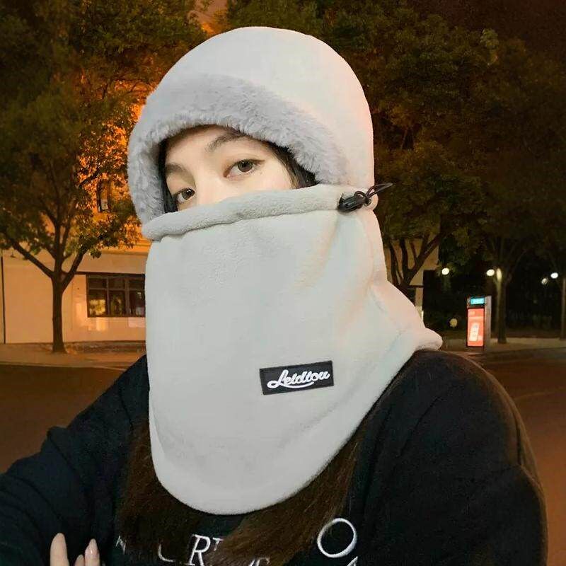 冬季保暖面罩护颈加绒防风帽子女滑雪头套骑行电动车防寒围巾口罩